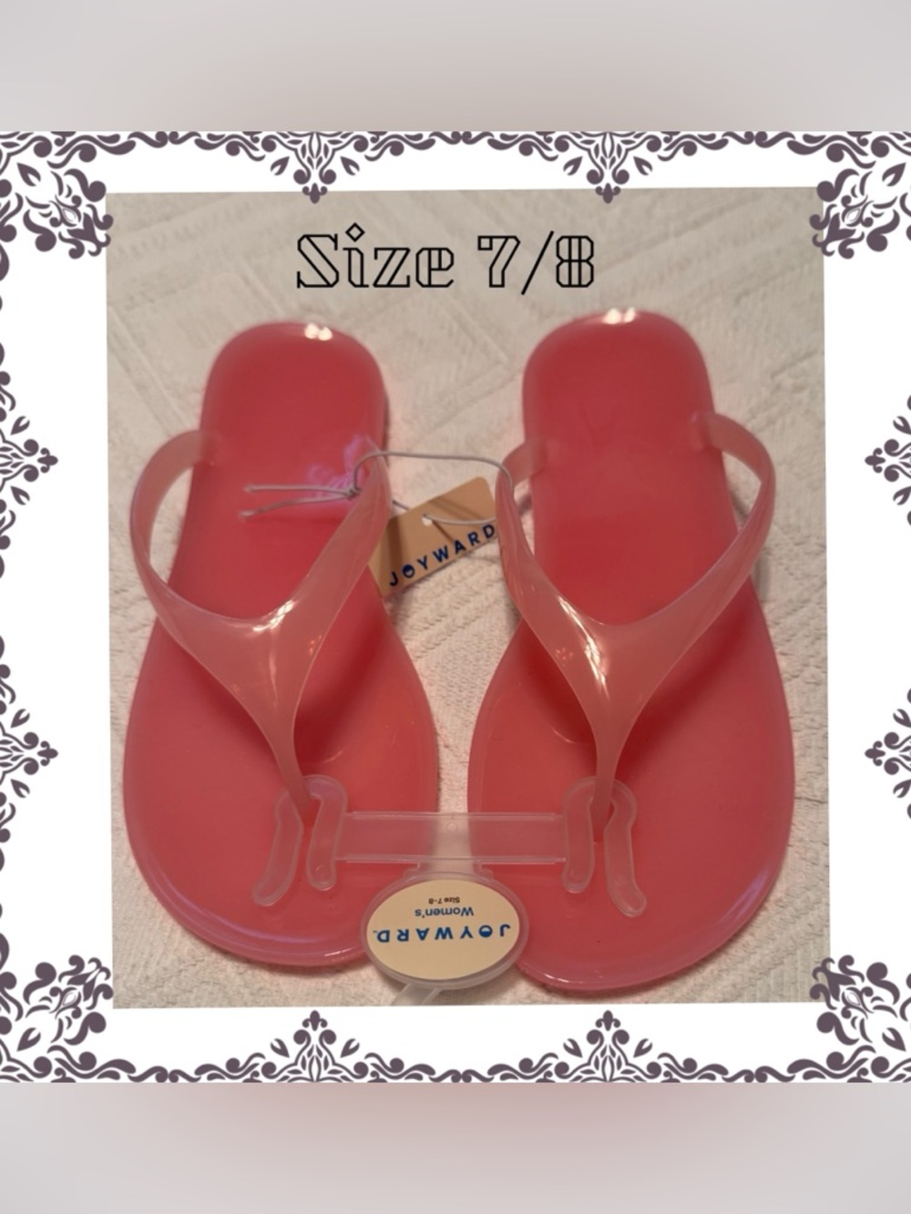 Sandals flip flops slip on shoes - jellies - pink opaque - sz 7/8 - NEW! Perfect